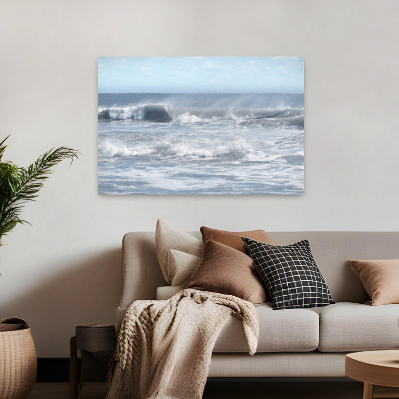 Waves And Spray Abstract Coastal Landscape Art, 32" H x 48" W