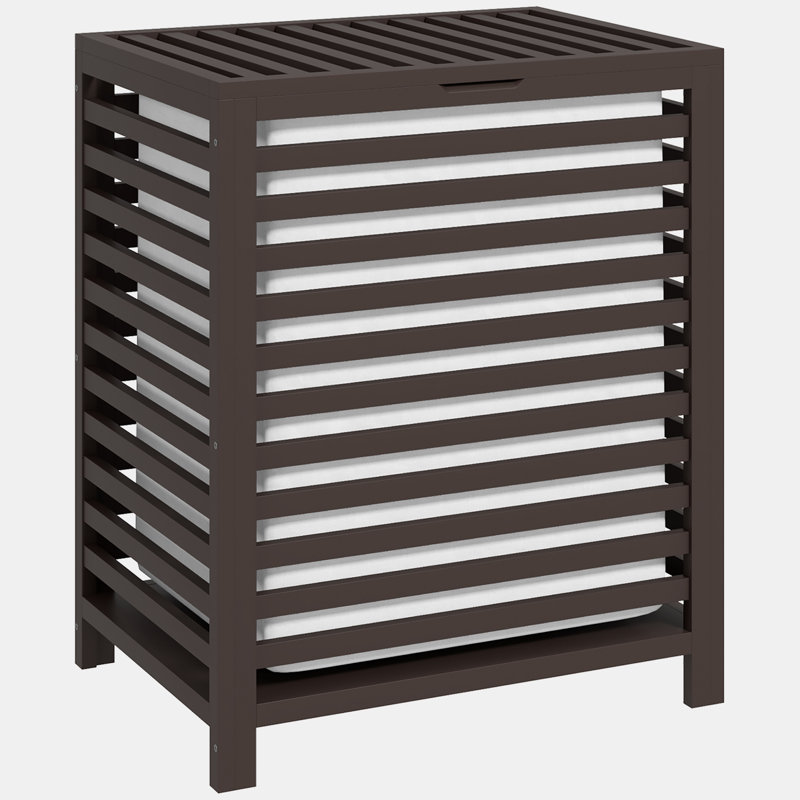 Panier à linge en bambou avec couvercle, Espresso