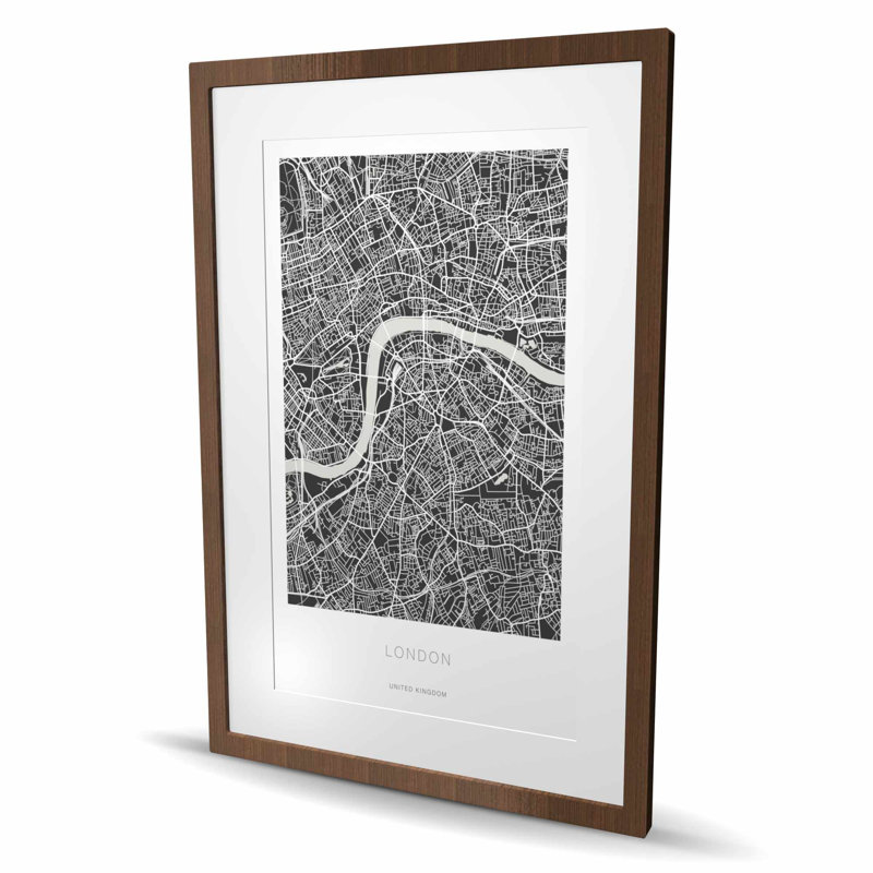 Carte graphique de Londres - reproduction d'art encadrée pour homme
