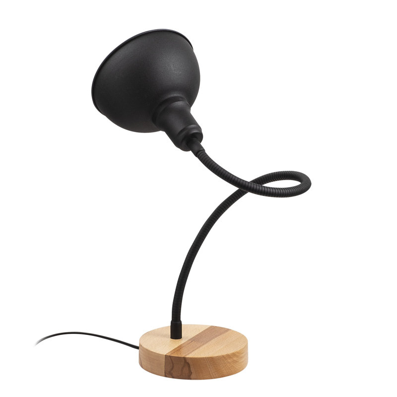 Elegant Metal Table Lamp with Wooden Base, Black & Oak Finish, 20.5 in Height | 6.3 in Base Diameter, 6.3 in Shade Diameter | E27 Socket, Max 40W, 79 in Cable Length | Stylish Lighting for Home & Office Decor
