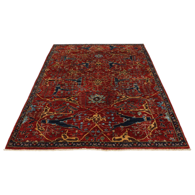 Tapis traditionnel rouille et bleu marine 5 x 8