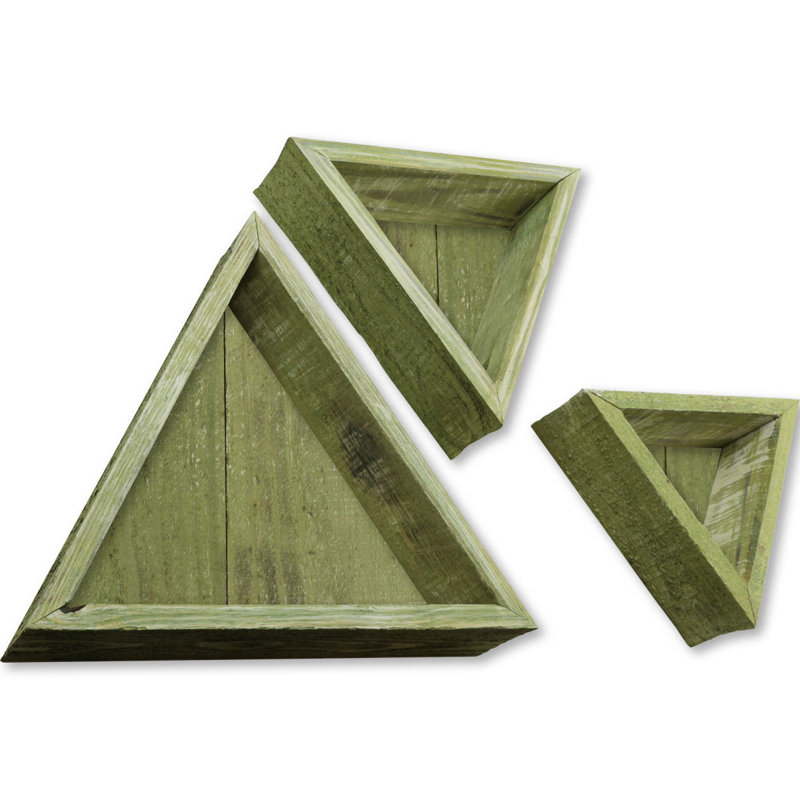 Triangle Accent Shelf with Adjustable Shelves, Restoration Green