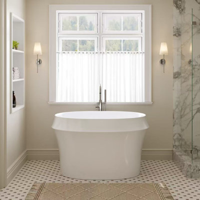 46" x 33" Freestanding Soaking Acrylic Bathtub with Overflow and Pop-up Drain