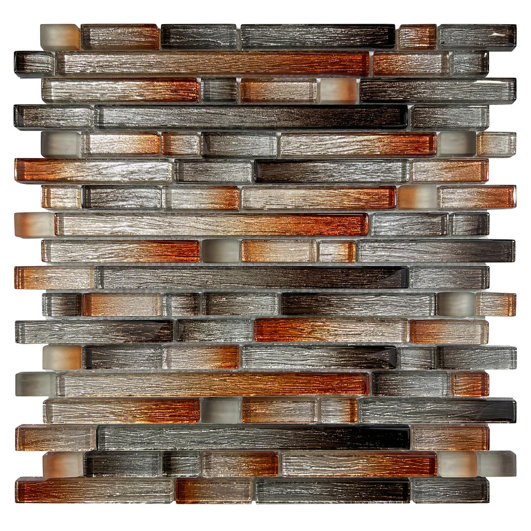 Kirshe 12" x 12" Random Sized Glass Linear Mosaic Wall Tile Symple Stuff