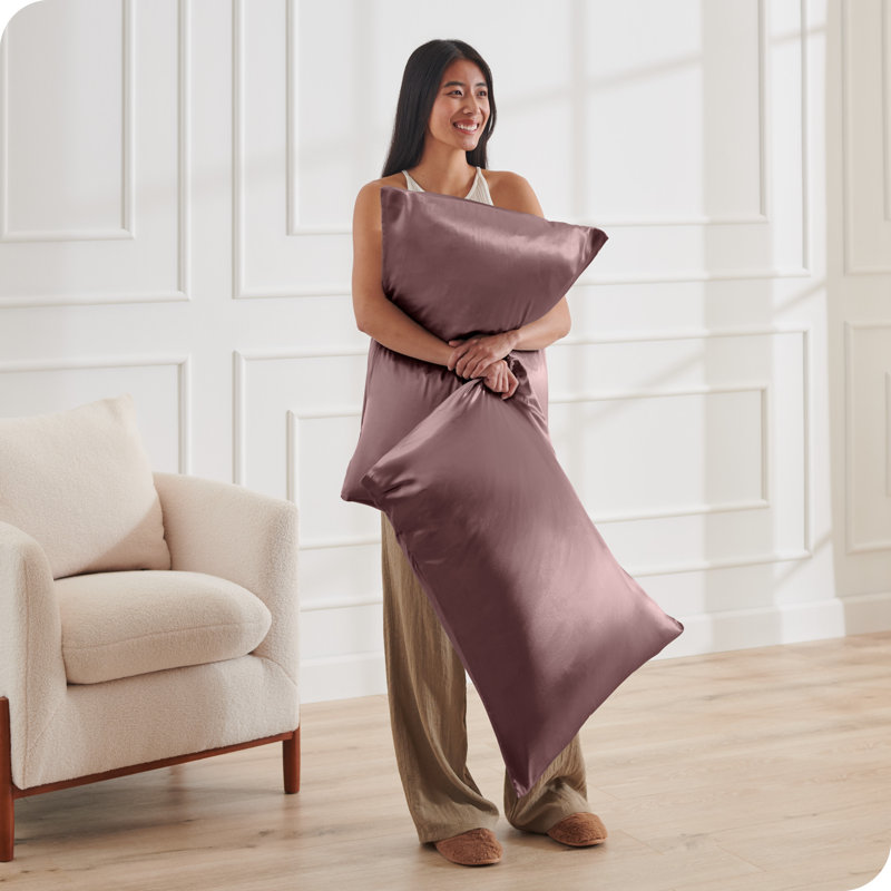 Soft Poly Satin Pillowcase Set, Rose Taupe, Standard Pillowcases