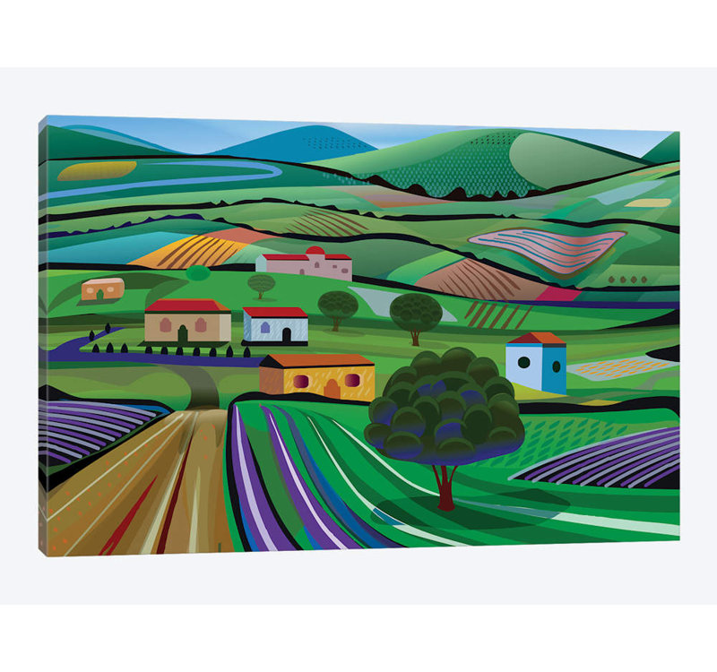 « santa barbara fermes », impression sur toile, H 12 po x l 18 po x P 1,5 po, Toile tendue, Pas de tapis