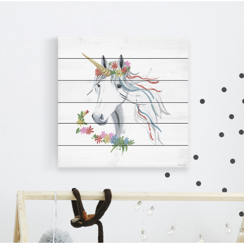 Knute Rainbow Unicorn V, impression sur bois blanc, H 24 po x l 24 po x P 1,5 po