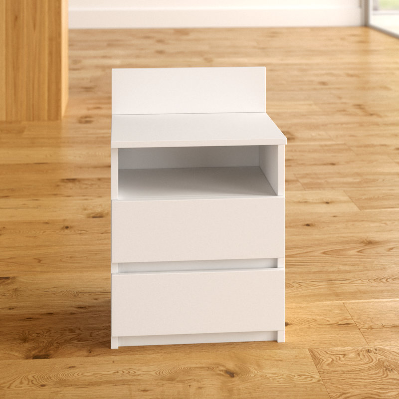 Abril 2 Drawer Bedside Table, White