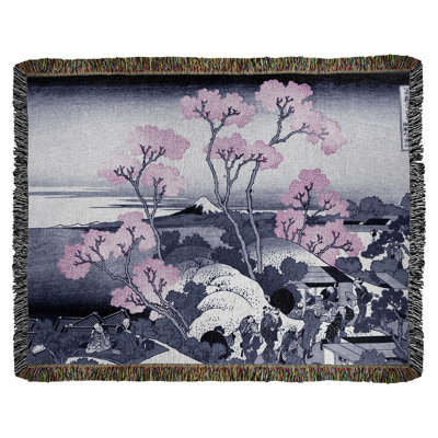 Jeté en coton Heavy Mountain Fuji and Cherry Blossoms