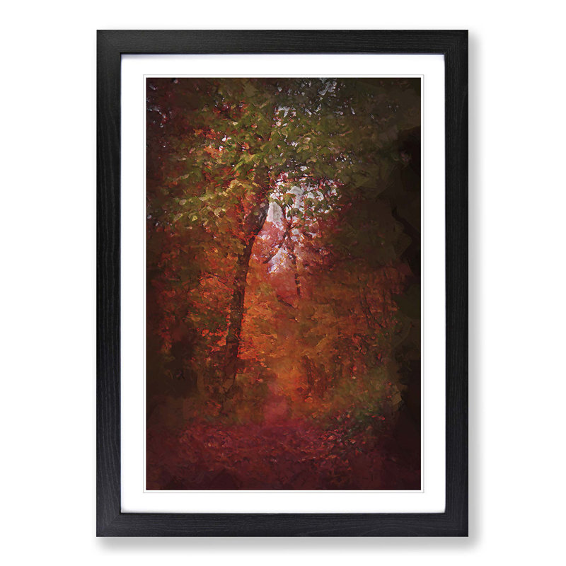 Path Through the Forest in Abstract - Picture Frame Graphic Art Print, 48cm H x 36cm W x 2cm D, Black Framed