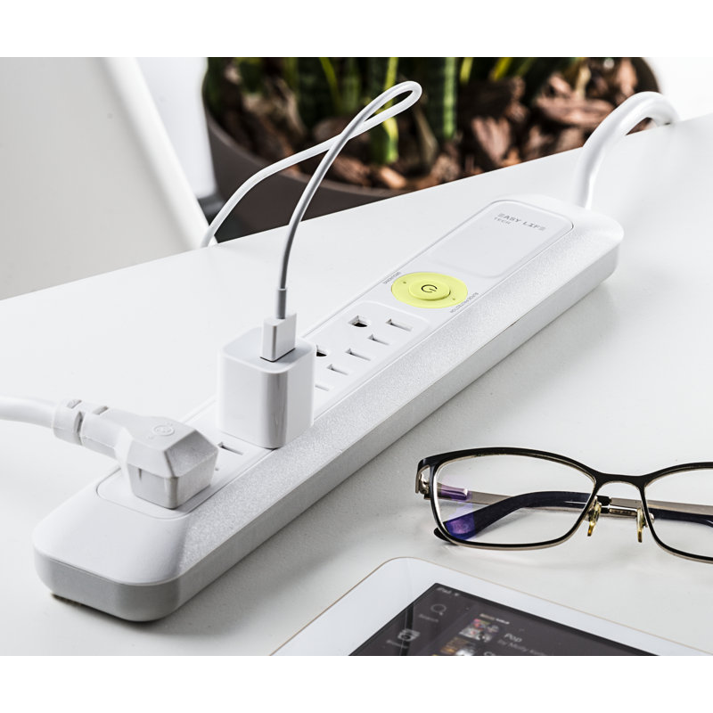 Power Strips 6-Outlet Power Strip Surge Protector, White