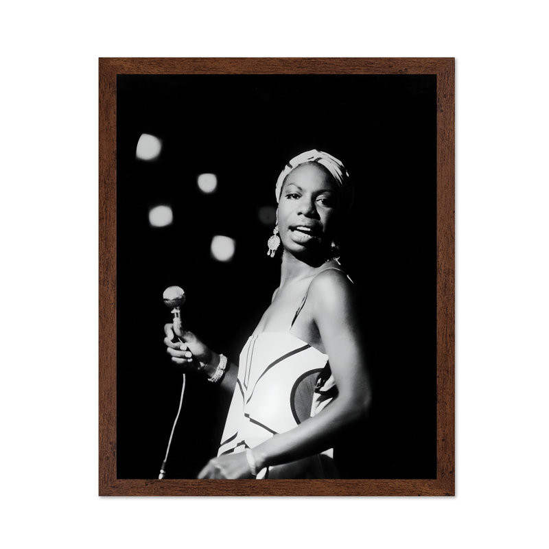 Nina Simone, Poster, 12"H x 16"W, Brown Framed