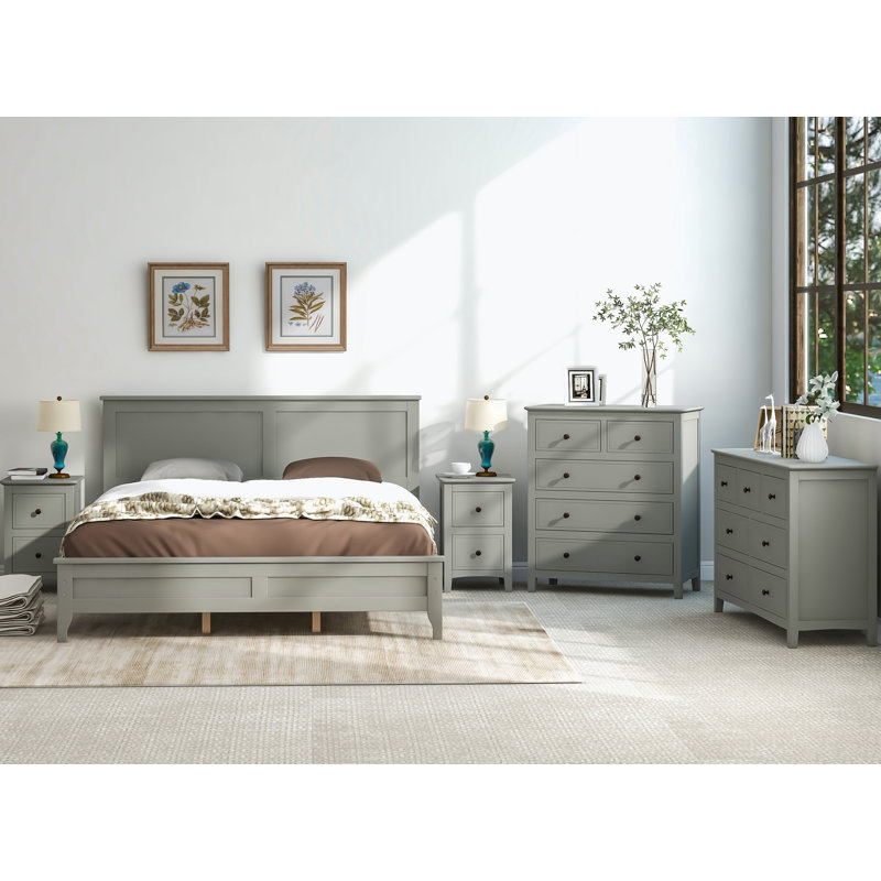 Ensemble de chambre avec lit plateforme 5 pièces, Grand