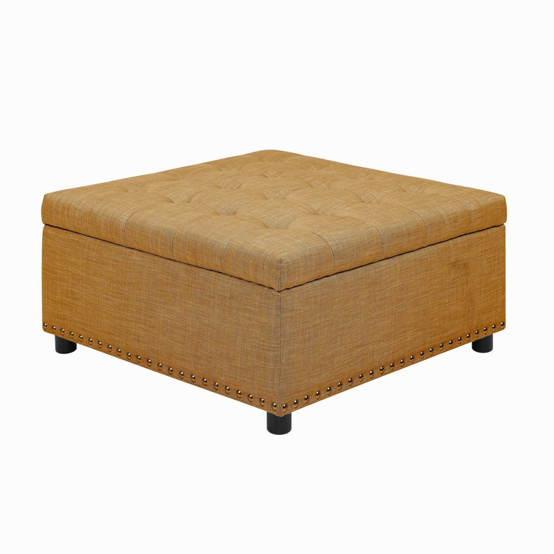 Tufted Storage Ottoman, Ginger