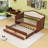 Twin Two Drawers Wooden Daybed with Trundle and Upholstered Backrest-2122123190