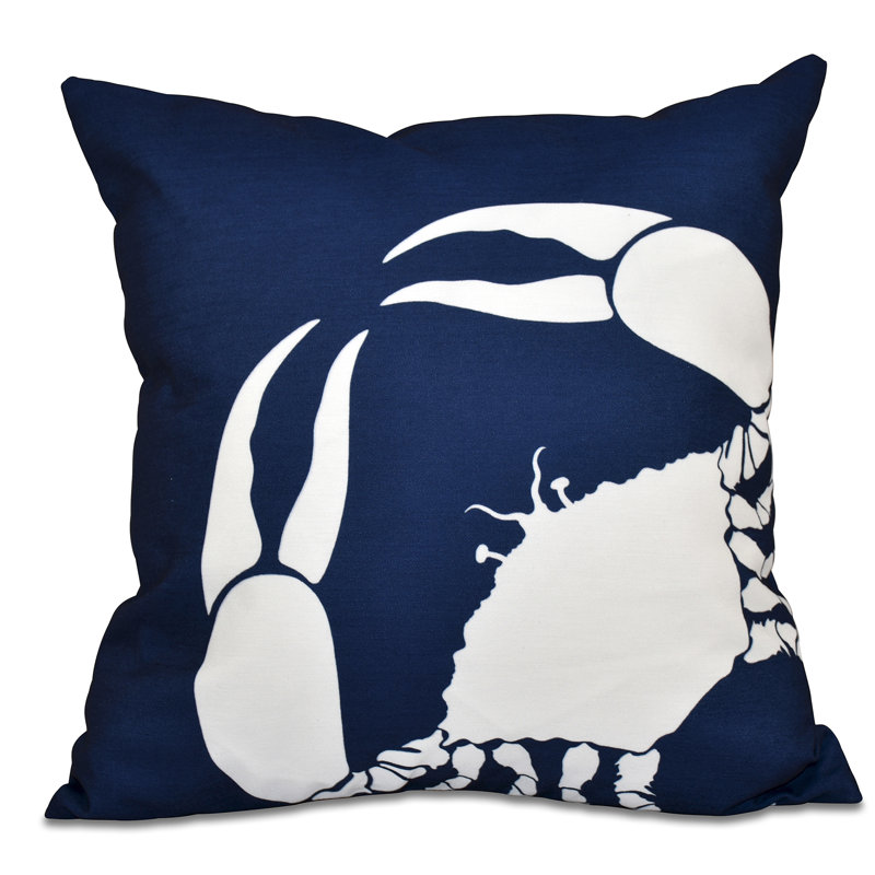Housse de coussin d'extérieur carré en crabe Shirley Mills, Bleu marine, 16 po x 16 po