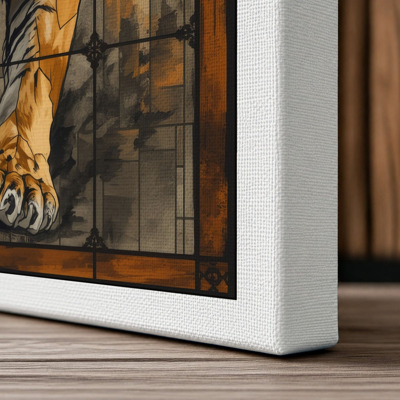 Tiger in Geometry Modern - Wrapped Canvas, 36x24 - 91.4 x 61.0 cm, White Border
