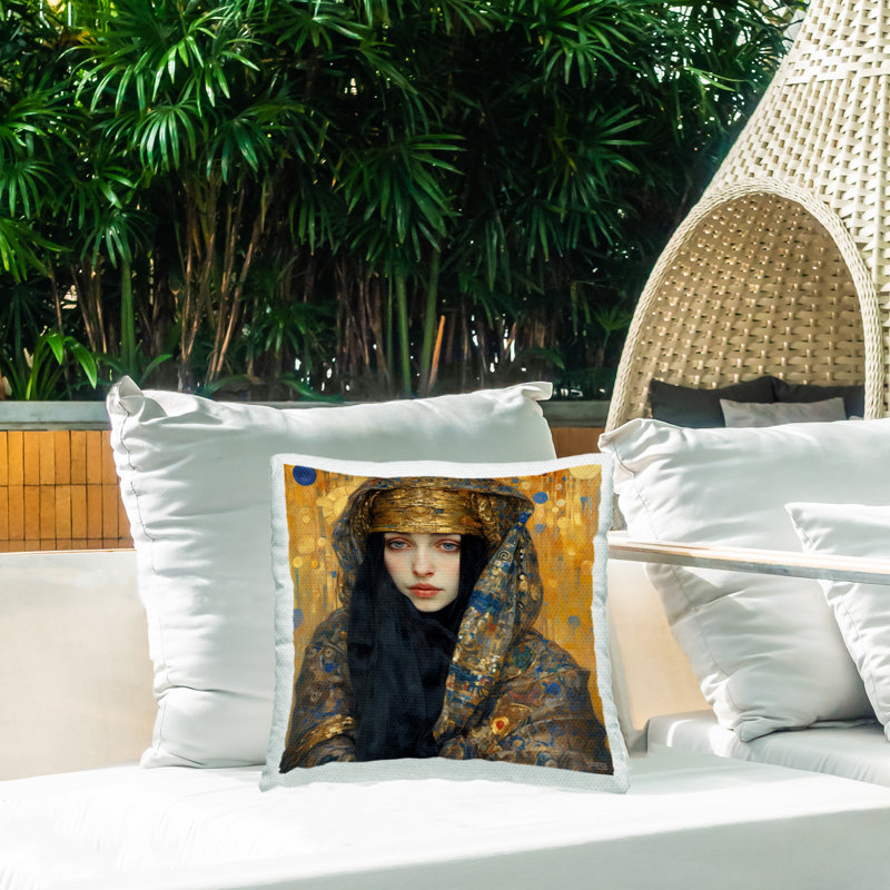 Coussin d'extérieur luxueux à imprimé géométrique RB