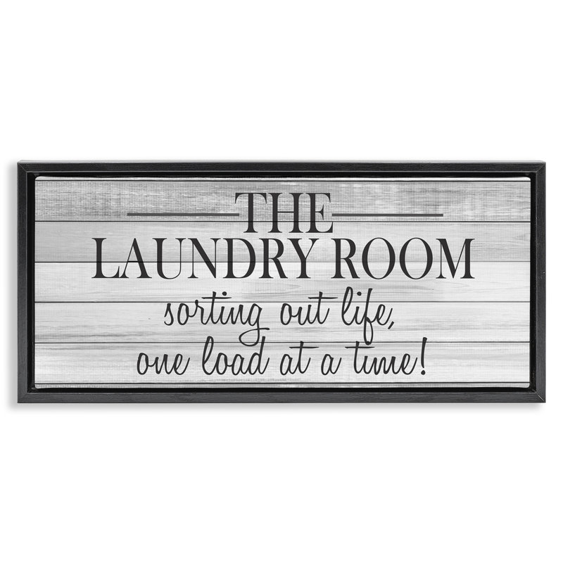 "Laundry Sorting Out Life", art mural sur toile flottant noir par Kimberly Allen, H 11 po x l 25 po