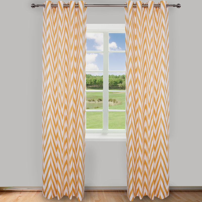 Boyertown Room Darkening Curtain Panels, Set of 2, Yellow/White
