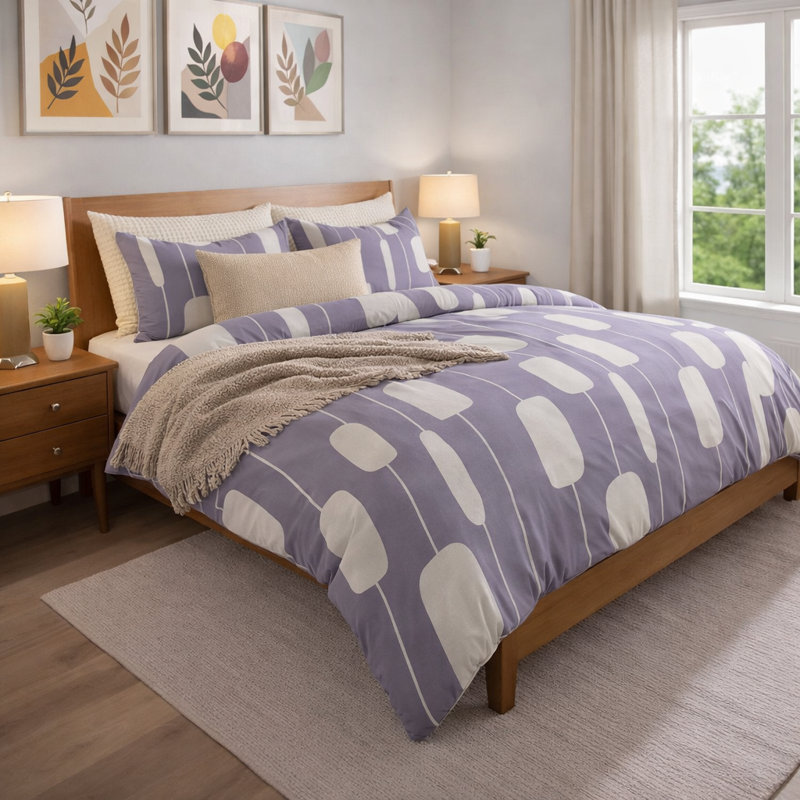 Luka Abstract Geometric Duvet Cover Set with Pillowcases , UK Kingsize - DE 230 x 220 cm