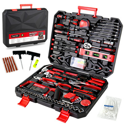436-Piece Professional Mechanic's Socket Wrench Auto Repair Tool Set – Comprehensive SAE & Metric Socket Set with Ratchet Wrenches, Blow-Molded Carry Case, Ideal for Automotive Maintenance, Home Repairs & DIY Projects