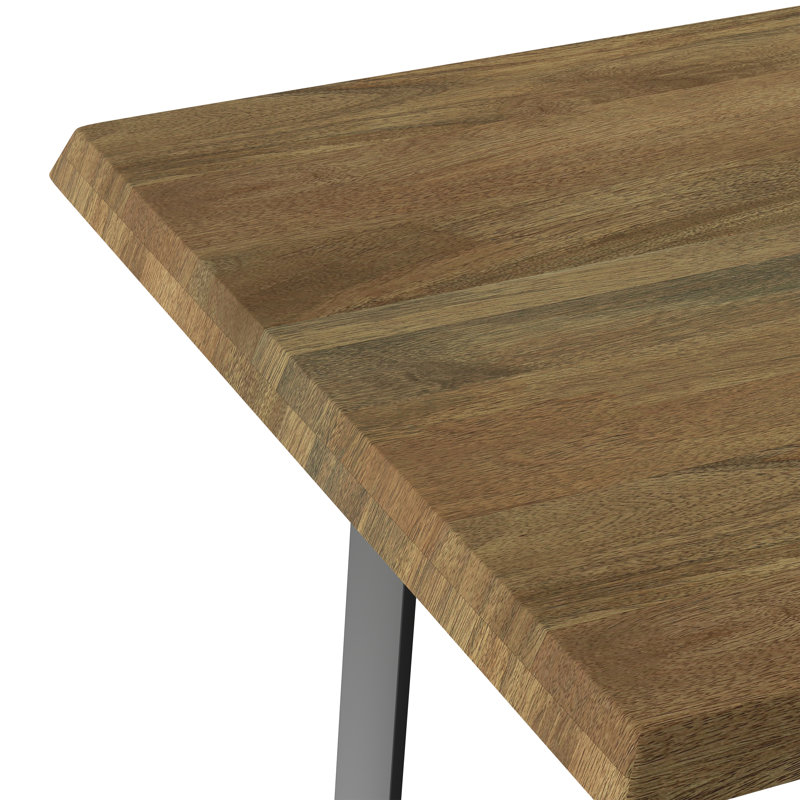 Table de salle à manger Hylan l 72 po en bois de manguier massif de style contemporain avec pieds en métal, Brun clair/noir