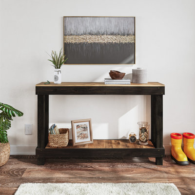 Solid Wood Console Table -Long and Narrow Nature Wood Farmhouse Table for Entryway and Sofa by COMFORTHOMI