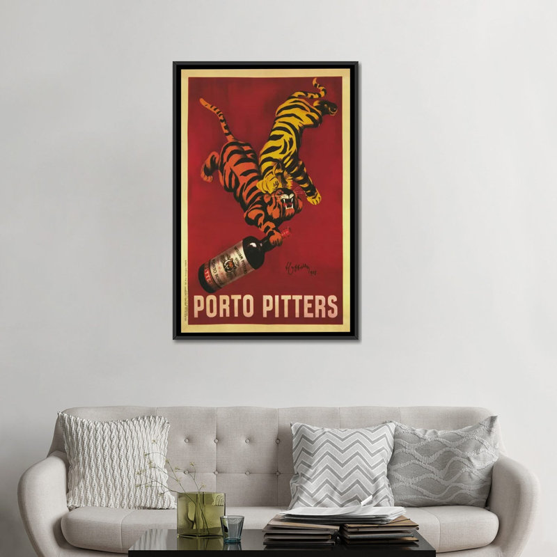 Toile rétro, art mural porto, H 26 po x l 18 po x P 1,5 po, Toile avec cadre noir, Pas de tapis