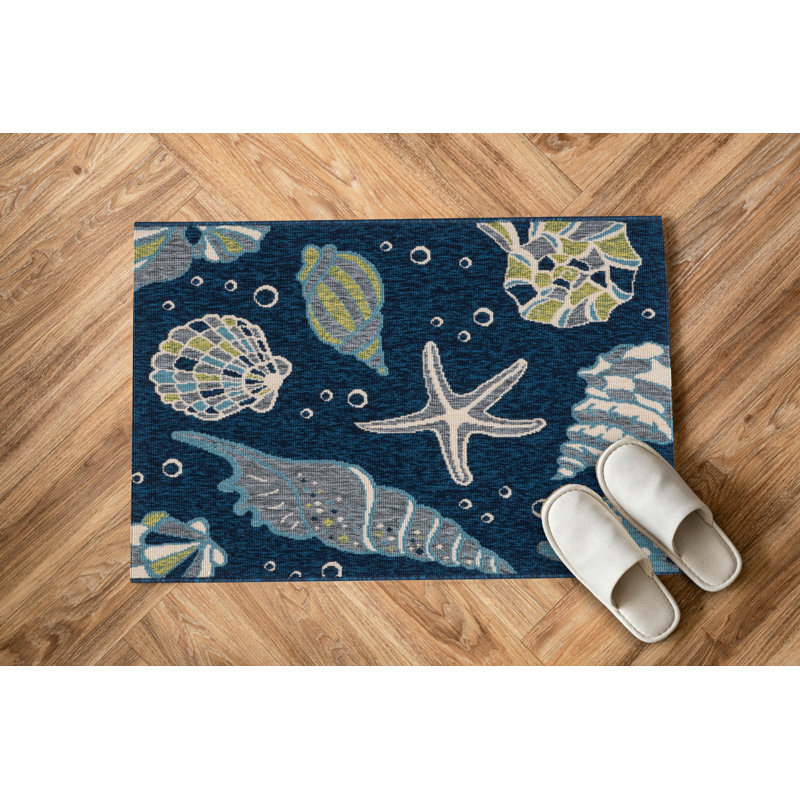 Tapis bleu marine intérieur / extérieur Hofmeister, Rectangle 2 pi 7 po x 3 pi 3 po