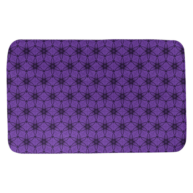 Tapis de bain cercles ornés Mcguigan, l 17 po x L 24 po, Mauve / Noir