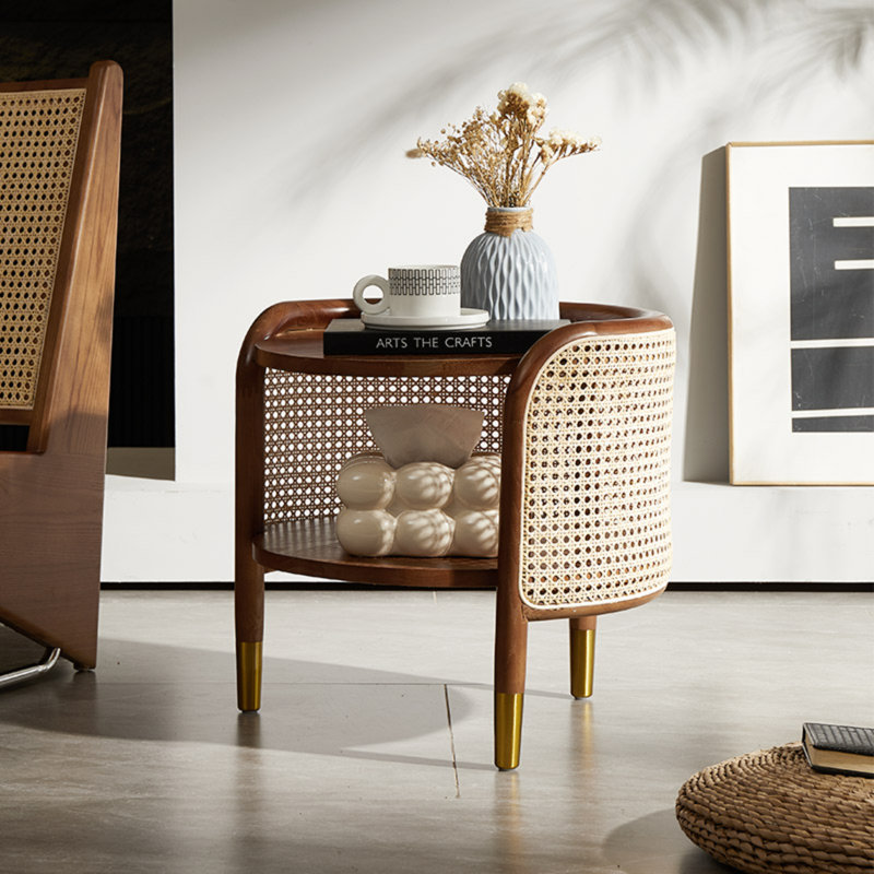 Hartland 50cm W Solid Wood Bedside Table, Walnut