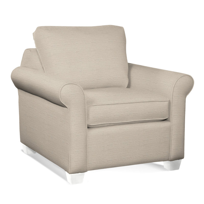 Park Lane Upholstered Armchair, Frost White Finish, Green Coastal Print; 0553-43