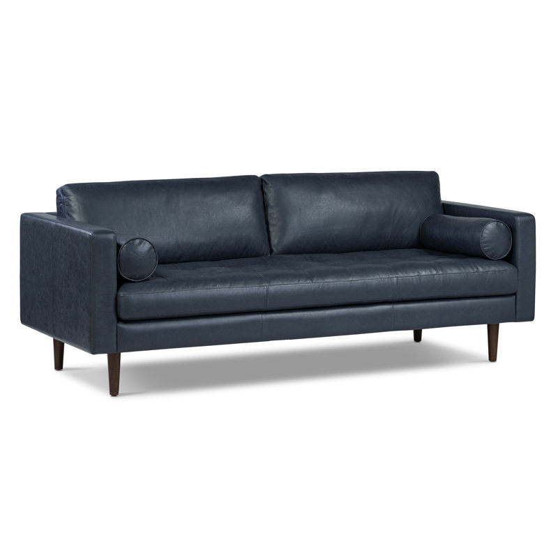 Napa 88.5'' Full-Grain Genuine Italian Leather Sofa, Deepsky Blue