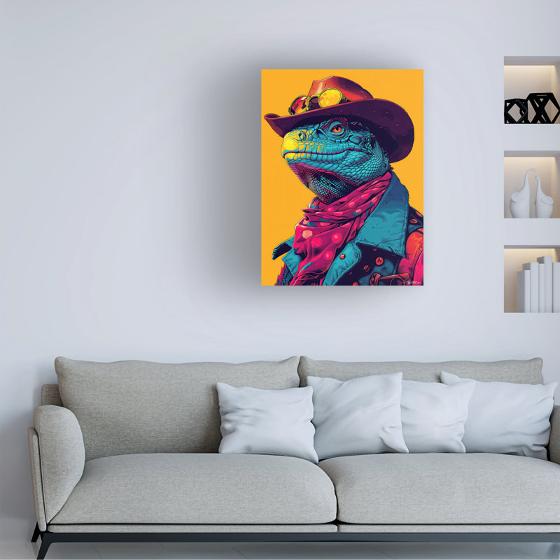 Art sur toile iguane bolognaise de Momart, H 14 po x l 19 po