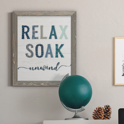 Relax Soak Unwind - cadre photo, art textuel sur toile