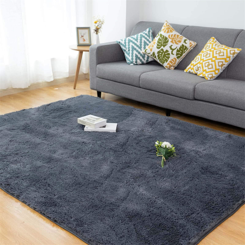 Aamin Solid Colour Faux Leather 90cm X 150cm Area Rug