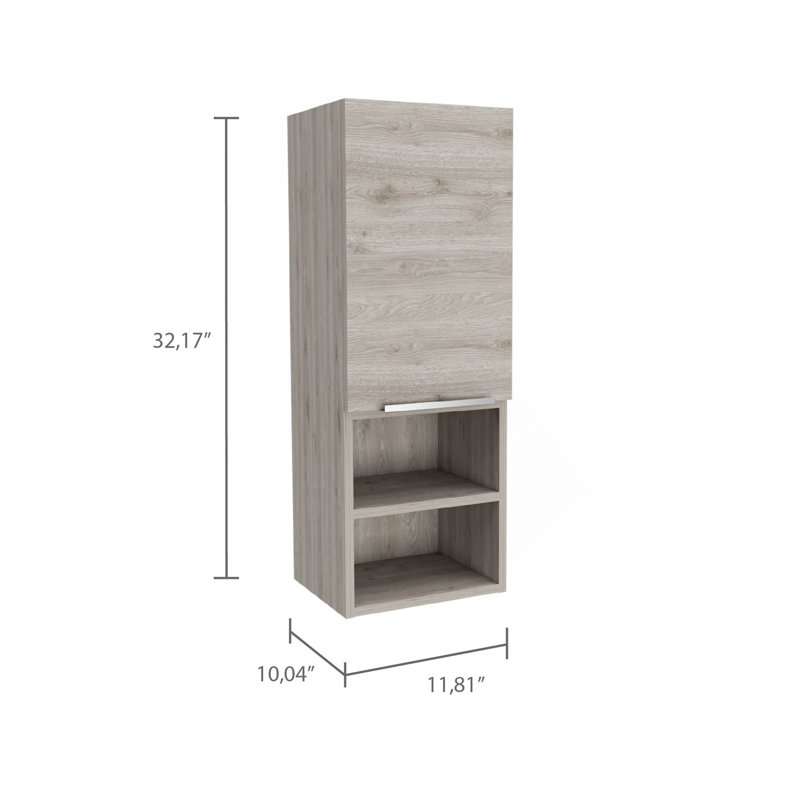 Light Grey 2-Shelf Bathroom Cabinet, Light Gray