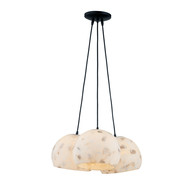 Roches d'albâtre! - Luminaire suspendu grappe 3 lumières Globe, Noir mat