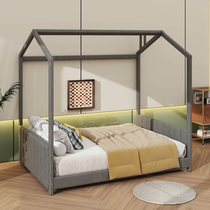 Lit en bois avec un velours d'inspiration, Double