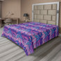 Rose vif, bleu ciel / floral