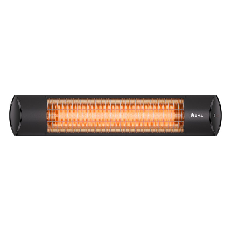 Chauffage de terrasse électrique mural Vbal 1500 W avec télécommande, minuterie 24 heures et tube chauffant en fibre de carbone, certifié ETL, aluminium noir