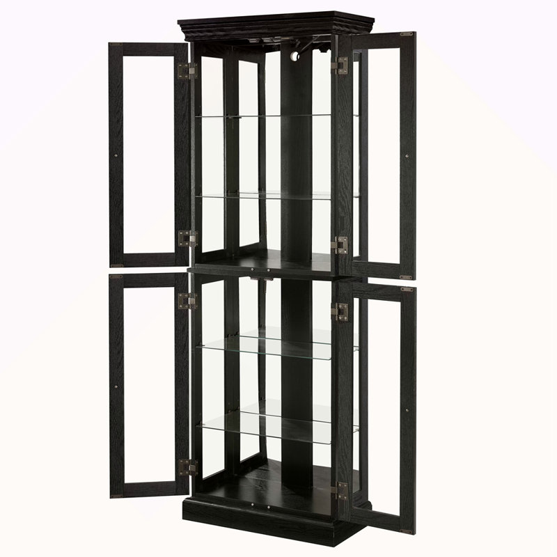 Élégante vitrine vitrée éclairée - Rangement à cadre en bois pour le salon, la cuisine et le garde-manger - Ampoule incluse - Idéal pour le vin, les jouets et les objets de collection