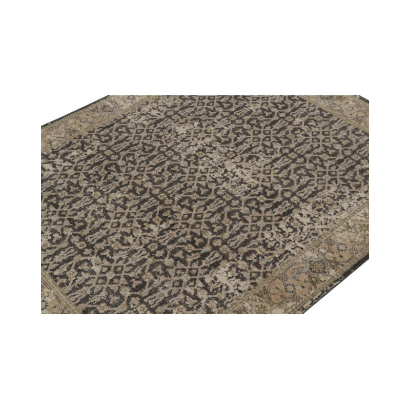 Distressed Homage Hand Knotted Wool Geometric Area Rug, Runner 3' x 12'