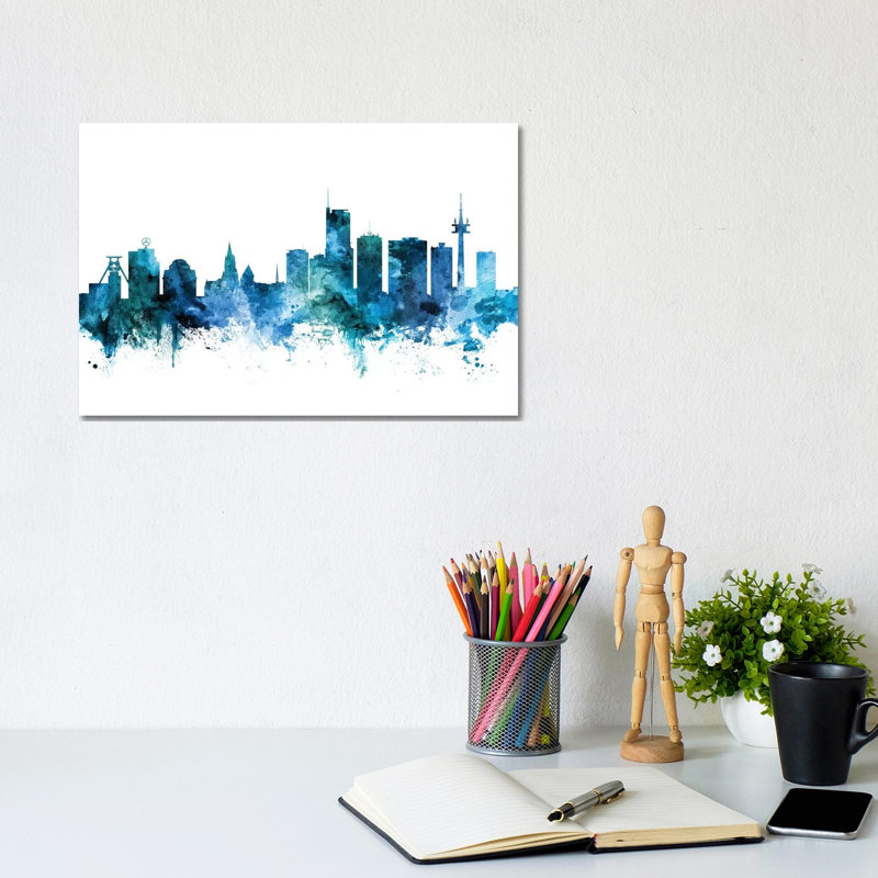Essen, Germany Skyline by Michael Tompsett - Wrapped Canvas Gallery-Wrapped Canvas Giclée, 20.32 cm H x 30.48 cm W