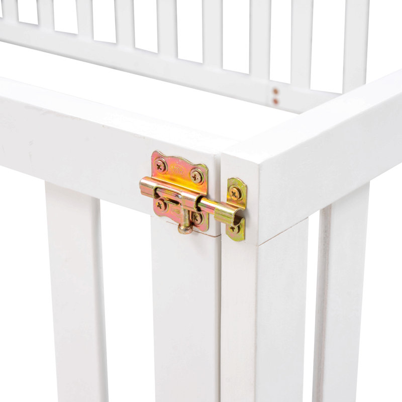 Structure de lit de jour en bois avec clôture, Lit double, Blanc