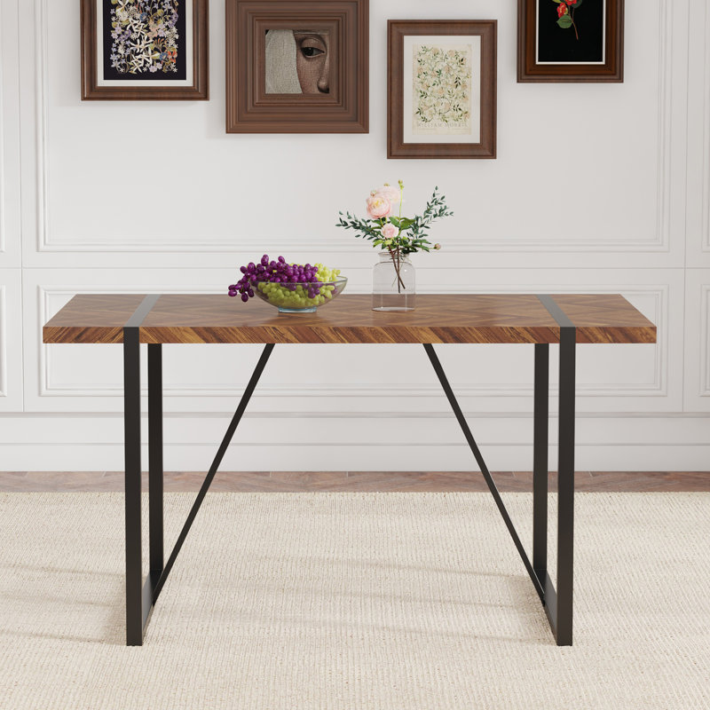 Table de salle à manger A, Marron foncé, Gris foncé