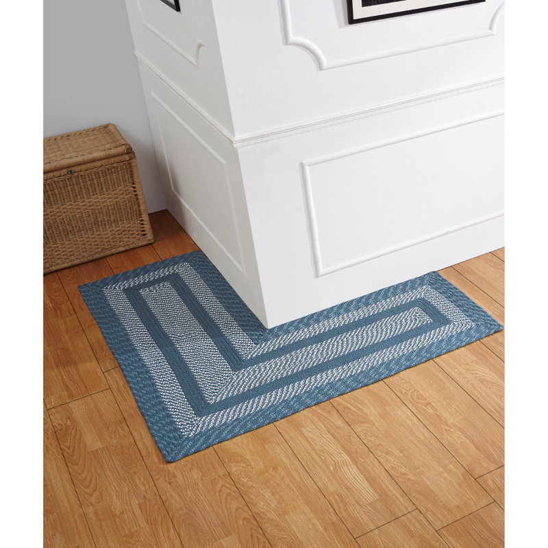 Tapis bleu ardoise tressé Samara - 8 pi, 20 po x 48 po x 48 po en forme de L