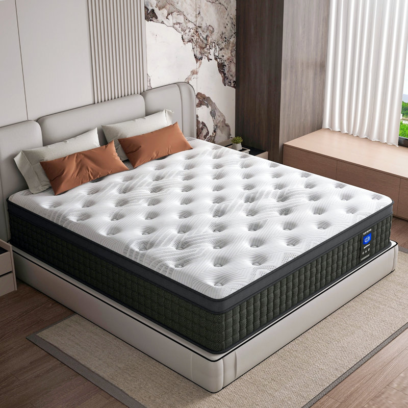 Matelas hybride en mousse à mémoire de forme avec matelas à ressorts ensachés 12 pouces avec certipur-US, Lit simple
