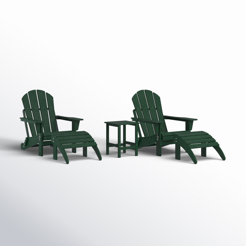 Ensemble de conversation 5 pièces avec table et repose-pieds Laguna, Vert foncé